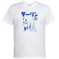 Мужская футболка  с V-образным вырезом Zero Two Girl - PrintSalon