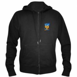 Мужское худи на молнии Горящий гербу Украины - PrintSalon