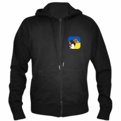 Мужское худи на молнии Патрон на фоне флага - PrintSalon