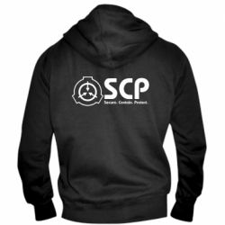 Чоловічі худі на блискавці SCP logo text - PrintSalon