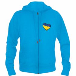 Мужское худи на молнии Украина сердце с царапинами - PrintSalon
