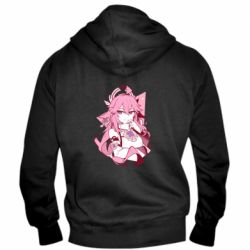 Мужское худи на молнии Yae Miko portrait - PrintSalon