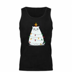 Мужская майка Cat and Christmas Lights - PrintSalon