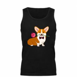 Мужская майка Corgi With A Rose - PrintSalon