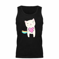 Мужская майка Cute cat with heart - PrintSalon