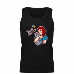 Мужская майка Девочка с котом - ты мое сердечко - PrintSalon