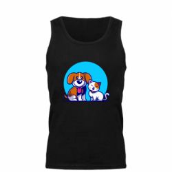 Мужская майка Собачка и котик - PrintSalon