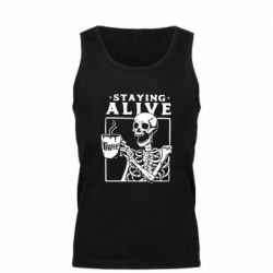 Мужская майка Staying alive with coffee - PrintSalon