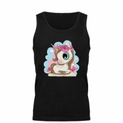 Мужская майка Unicorn with flowers - PrintSalon