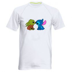 Мужская футболка для спорта Baby Yoda And Stitch - PrintSalon
