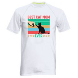 Мужская футболка для спорта Best cat mom ever - PrintSalon