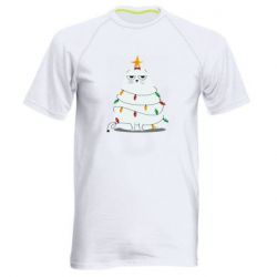 Мужская футболка для спорта Cat and Christmas Lights - PrintSalon