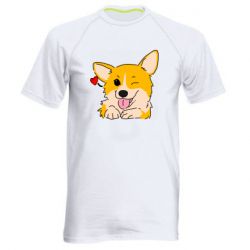 Мужская футболка для спорта Cute Corgi Puppy - PrintSalon