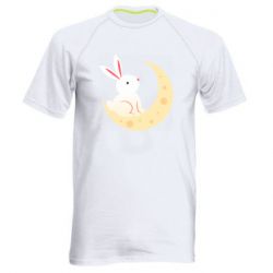 Мужская футболка для спорта Cute rabbit on the moon - PrintSalon