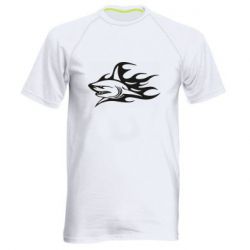 Мужская футболка для спорта Flaming shark - PrintSalon