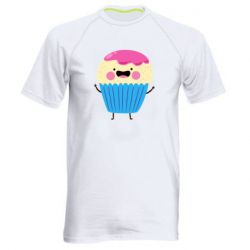 Мужская футболка для спорта Funny cupcake with smile - PrintSalon