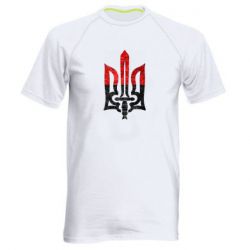 Мужская футболка для спорта Герб Украины красно-черный - PrintSalon