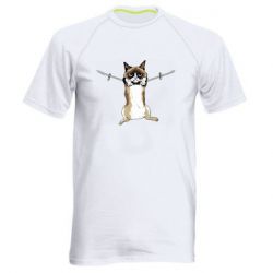 Мужская футболка для спорта Grumpy Cat On The Rope - PrintSalon