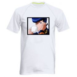 Мужская футболка для спорта Higashikata Josuke drinking tea - PrintSalon