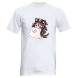 Мужская футболка для спорта Hu Tao cat - PrintSalon