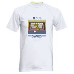 Мужская футболка для спорта Jesus will save - PrintSalon