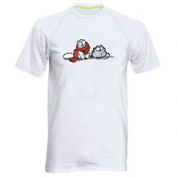 Мужская футболка для спорта Кот Саймона Зима - PrintSalon