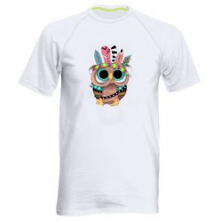 Мужская футболка для спорта Little owl with feathers - PrintSalon