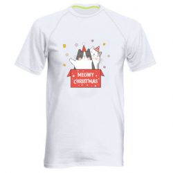 Мужская футболка для спорта Meowy Christmas ( present box ) - PrintSalon