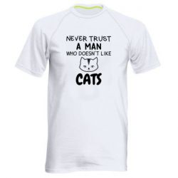Мужская футболка для спорта Не любит котов - не доверяй - PrintSalon