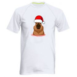 Мужская футболка для спорта Новогодняя капибара - PrintSalon