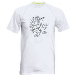 Мужская футболка для спорта Sun and Moon faces - PrintSalon