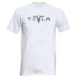 Мужская футболка для спорта Tesla Car logo - PrintSalon