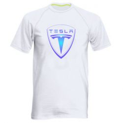 Мужская футболка для спорта Tesla logo gradient - PrintSalon