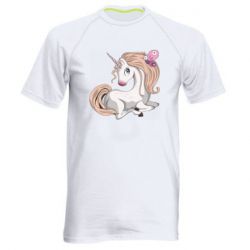 Мужская футболка для спорта Unicorn with bow tie - PrintSalon