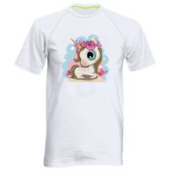 Мужская футболка для спорта Unicorn with flowers - PrintSalon