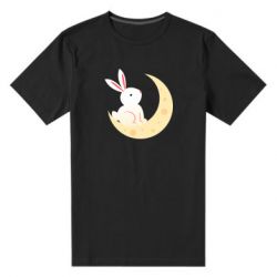 Мужская футболка премиум Cute rabbit on the moon - PrintSalon