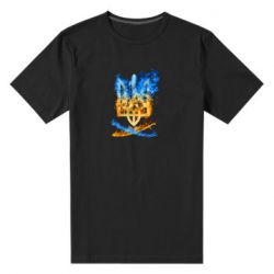 Мужская футболка премиум Горящий гербу Украины - PrintSalon