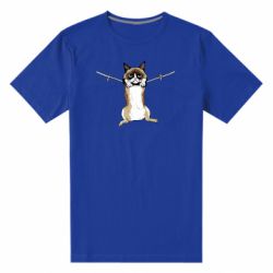 Мужская футболка премиум Grumpy Cat On The Rope - PrintSalon