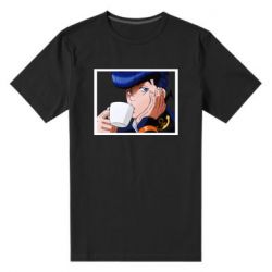 Мужская футболка премиум Higashikata Josuke drinking tea - PrintSalon