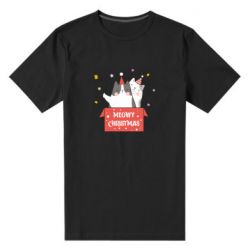 Мужская футболка премиум Meowy Christmas ( present box ) - PrintSalon