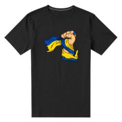 Мужская футболка премиум Рука с украинским флагом - PrintSalon