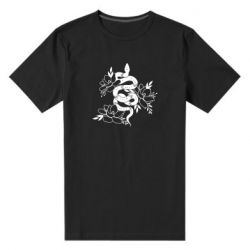 Мужская футболка премиум Snake with flowers - PrintSalon