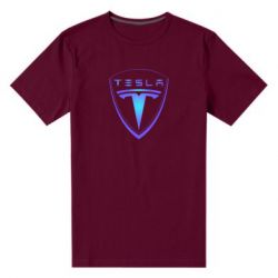 Мужская футболка премиум Tesla logo gradient - PrintSalon