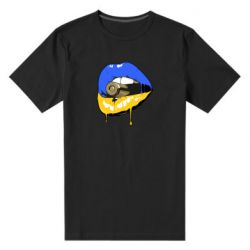 Чоловіча стрейчева футболка Україна! Губи з кулею - PrintSalon