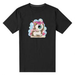 Мужская футболка премиум Unicorn with flowers - PrintSalon