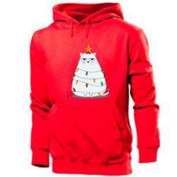 Мужское худи Cat and Christmas Lights - PrintSalon