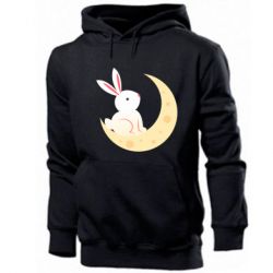 Мужское худи Cute rabbit on the moon - PrintSalon