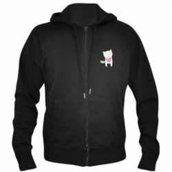 Мужское худи на молнии Cute cat with heart - PrintSalon