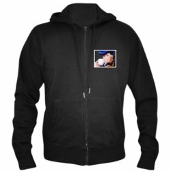 Мужское худи на молнии Higashikata Josuke drinking tea - PrintSalon