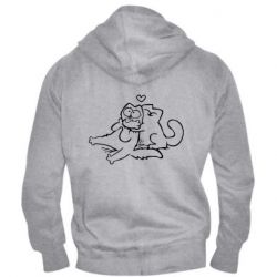 Мужское худи на молнии Кот Саймона Любовь - PrintSalon